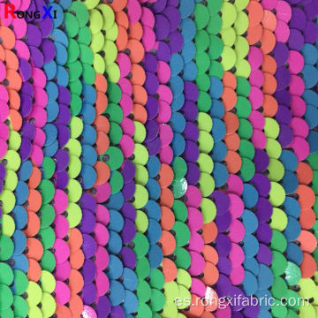 Tela de bordado de lentejuelas de malla elástica de 5 mm de marca Rainbow